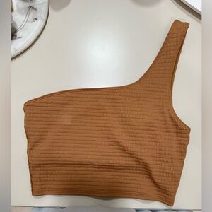 Carbon38 One-Shoulder Top in Warm Brown